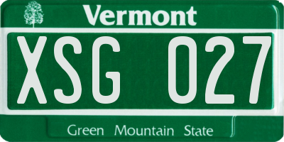 VT license plate XSG027