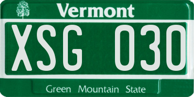 VT license plate XSG030