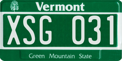 VT license plate XSG031