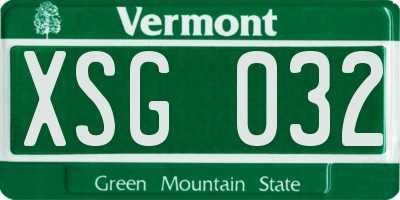 VT license plate XSG032