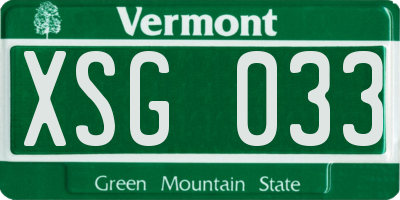 VT license plate XSG033