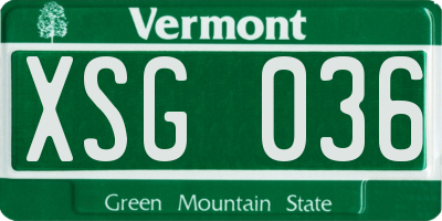 VT license plate XSG036