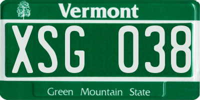 VT license plate XSG038