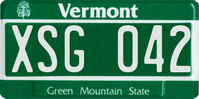 VT license plate XSG042
