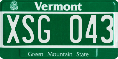 VT license plate XSG043