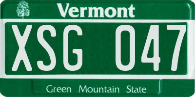 VT license plate XSG047