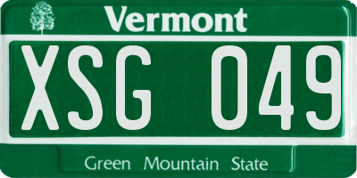 VT license plate XSG049