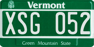 VT license plate XSG052