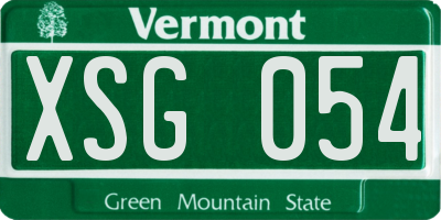 VT license plate XSG054