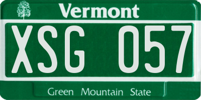 VT license plate XSG057