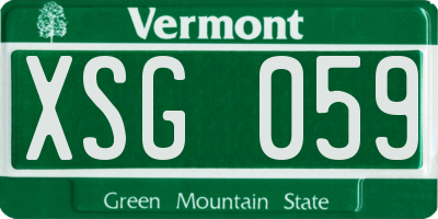 VT license plate XSG059
