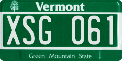 VT license plate XSG061