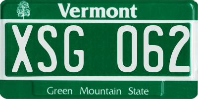 VT license plate XSG062