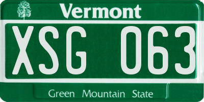 VT license plate XSG063