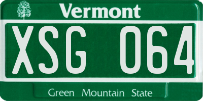 VT license plate XSG064
