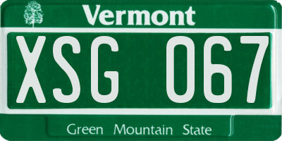 VT license plate XSG067