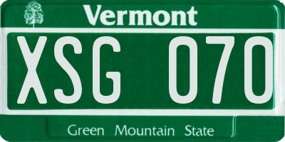 VT license plate XSG070