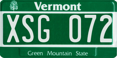 VT license plate XSG072