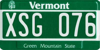 VT license plate XSG076