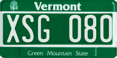 VT license plate XSG080