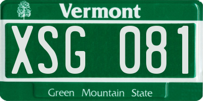 VT license plate XSG081