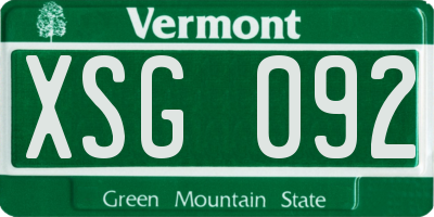 VT license plate XSG092