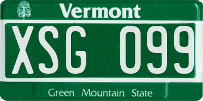 VT license plate XSG099