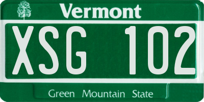 VT license plate XSG102
