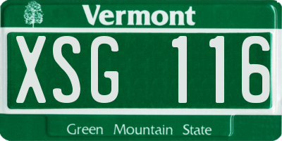 VT license plate XSG116
