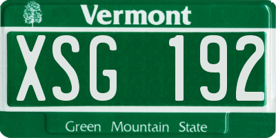 VT license plate XSG192