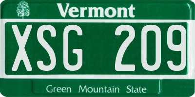 VT license plate XSG209