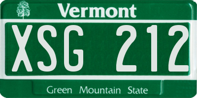 VT license plate XSG212