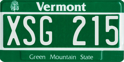 VT license plate XSG215