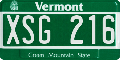 VT license plate XSG216
