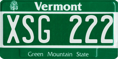 VT license plate XSG222