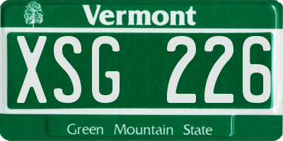 VT license plate XSG226