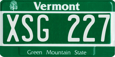 VT license plate XSG227