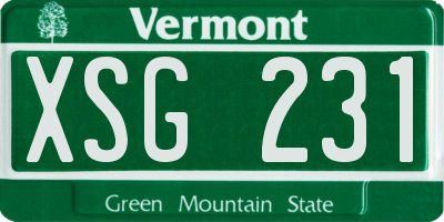 VT license plate XSG231