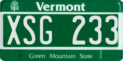 VT license plate XSG233
