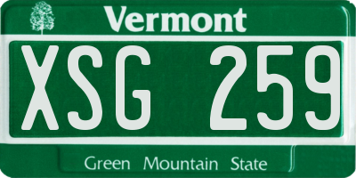 VT license plate XSG259