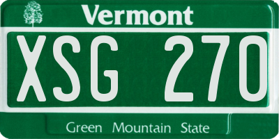 VT license plate XSG270