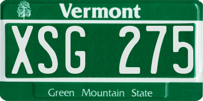 VT license plate XSG275
