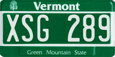 VT license plate XSG289