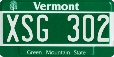 VT license plate XSG302