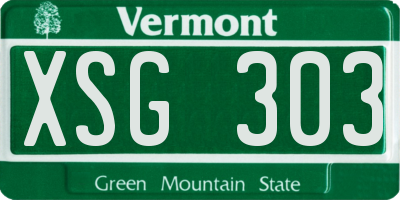 VT license plate XSG303