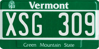 VT license plate XSG309