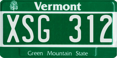 VT license plate XSG312