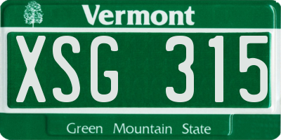VT license plate XSG315