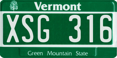 VT license plate XSG316