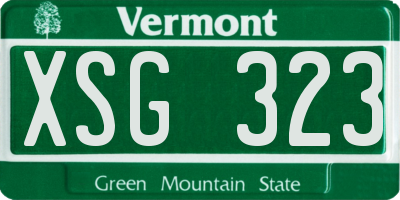 VT license plate XSG323